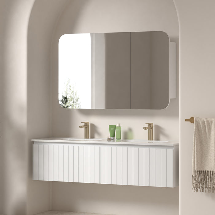 Novella 1500mm Matte White VJ Panelled Wall Hung Vanity