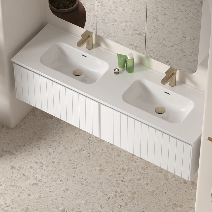 Novella 1500mm Matte White VJ Panelled Wall Hung Vanity
