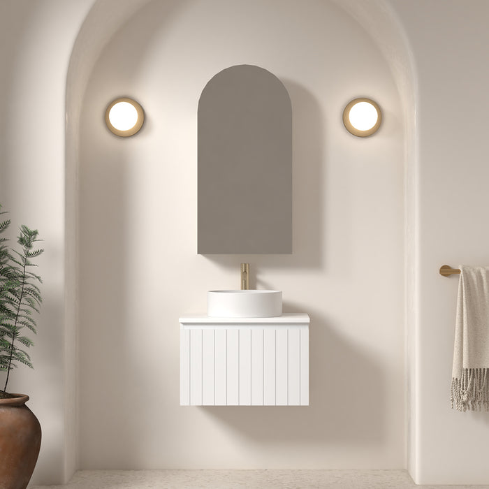 Novella 600mm Matte White VJ Panelled Wall Hung Vanity