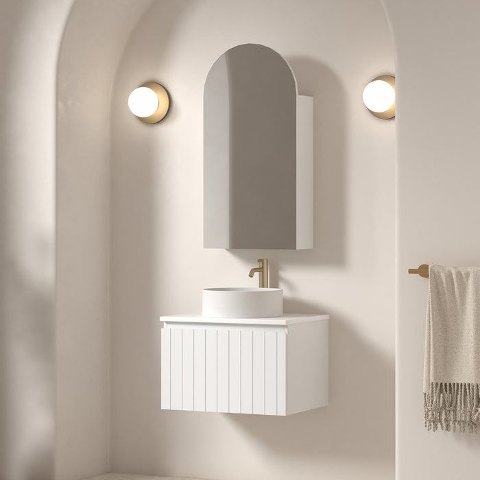 Novella 600mm Matte White VJ Panelled Wall Hung Vanity
