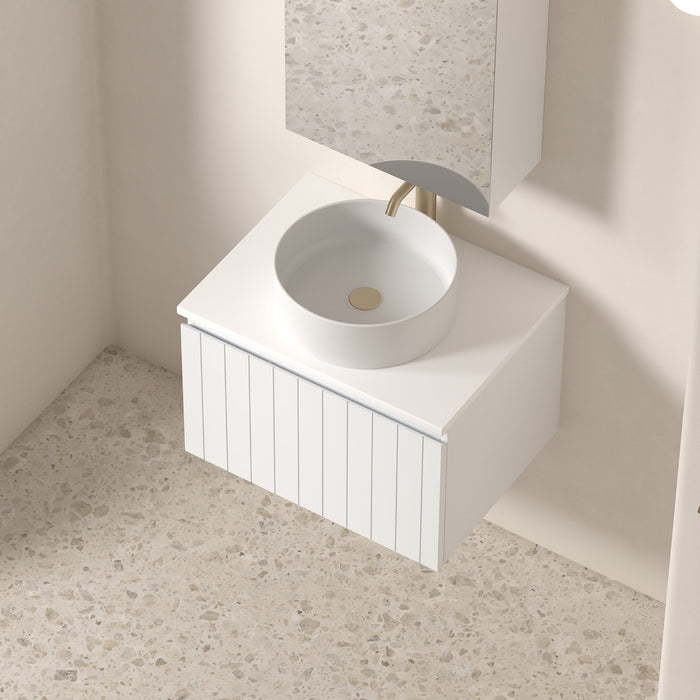 Novella 600mm Matte White VJ Panelled Wall Hung Vanity