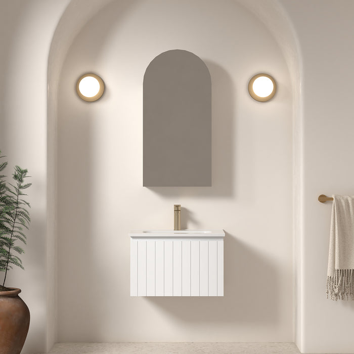 Novella 600mm Matte White VJ Panelled Wall Hung Vanity