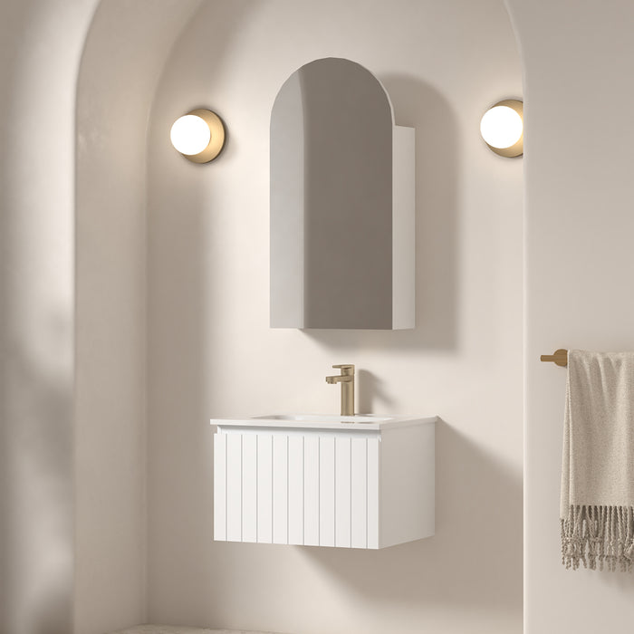 Novella 600mm Matte White VJ Panelled Wall Hung Vanity