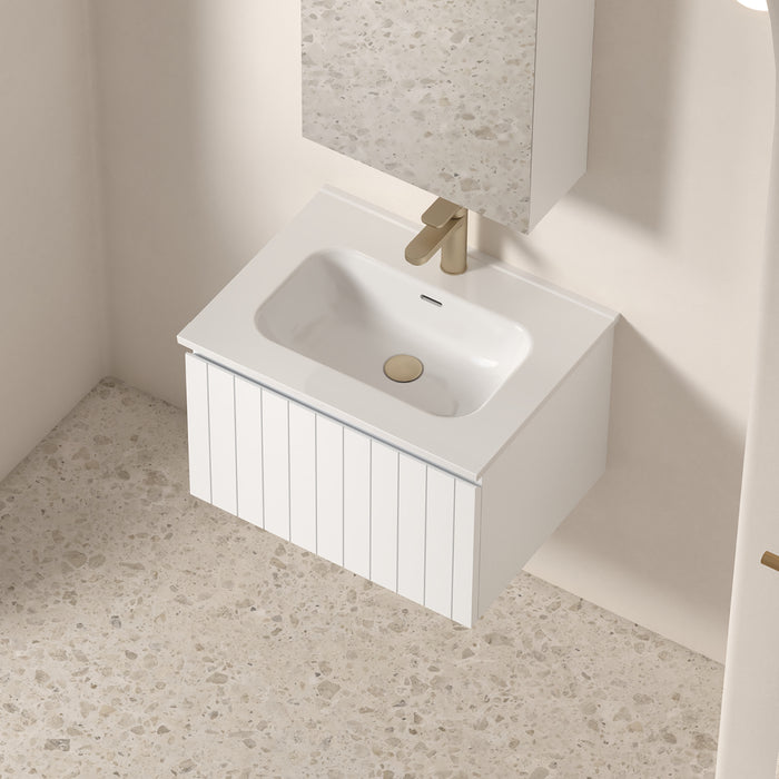 Novella 600mm Matte White VJ Panelled Wall Hung Vanity