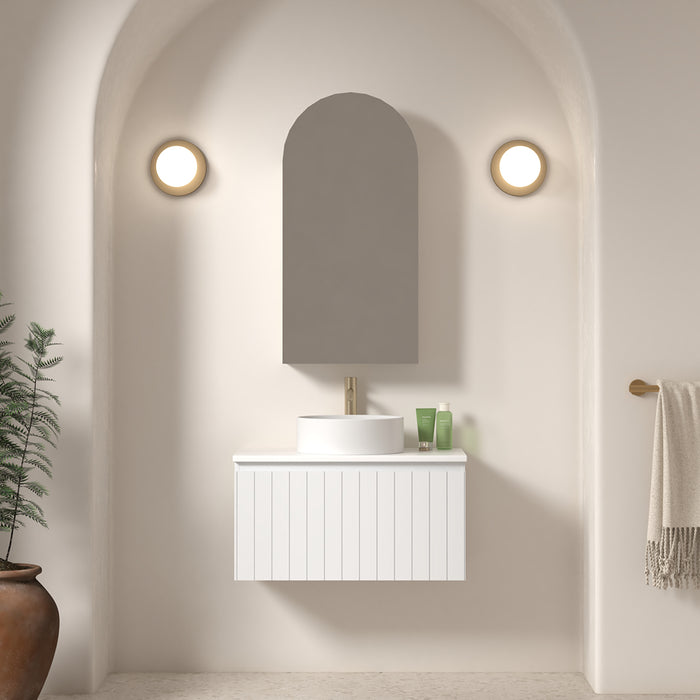 Novella 750mm Matte White VJ Panelled Wall Hung Vanity