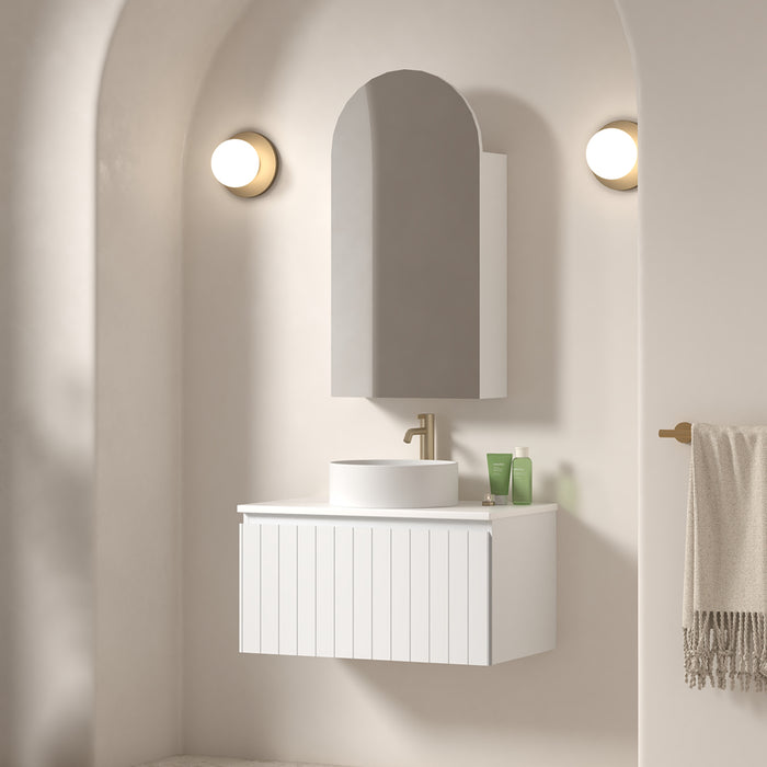 Novella 750mm Matte White VJ Panelled Wall Hung Vanity