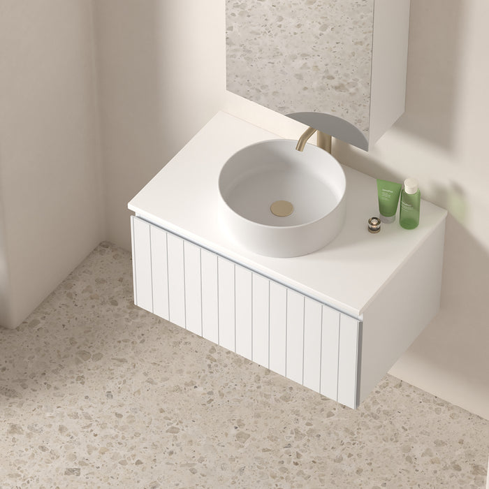 Novella 750mm Matte White VJ Panelled Wall Hung Vanity