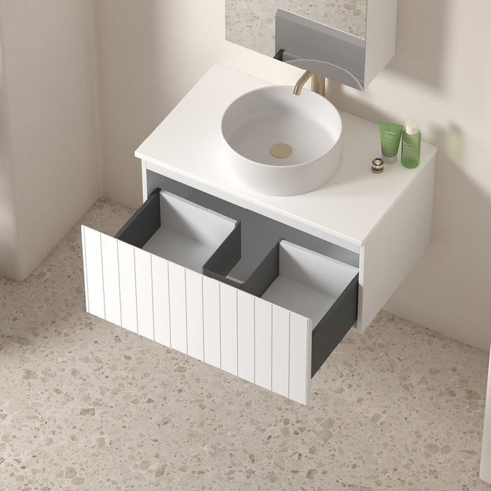 Novella 750mm Matte White VJ Panelled Wall Hung Vanity