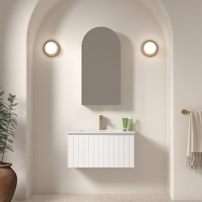 Novella 750mm Matte White VJ Panelled Wall Hung Vanity