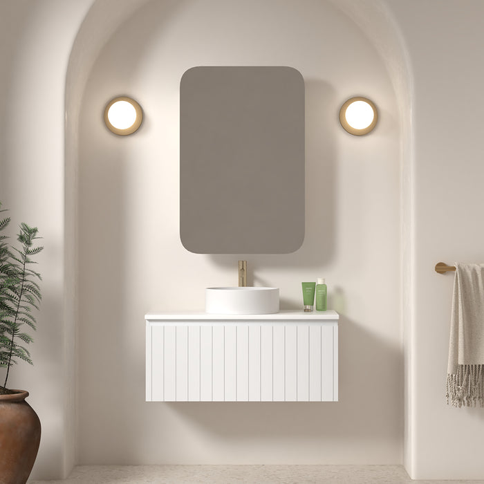 Novella 900mm Matte White VJ Panelled Wall Hung Vanity