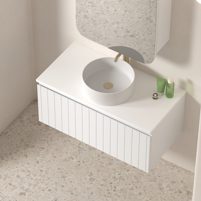 Novella 900mm Matte White VJ Panelled Wall Hung Vanity