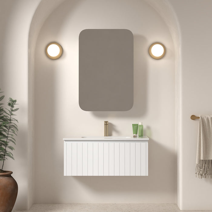 Novella 900mm Matte White VJ Panelled Wall Hung Vanity