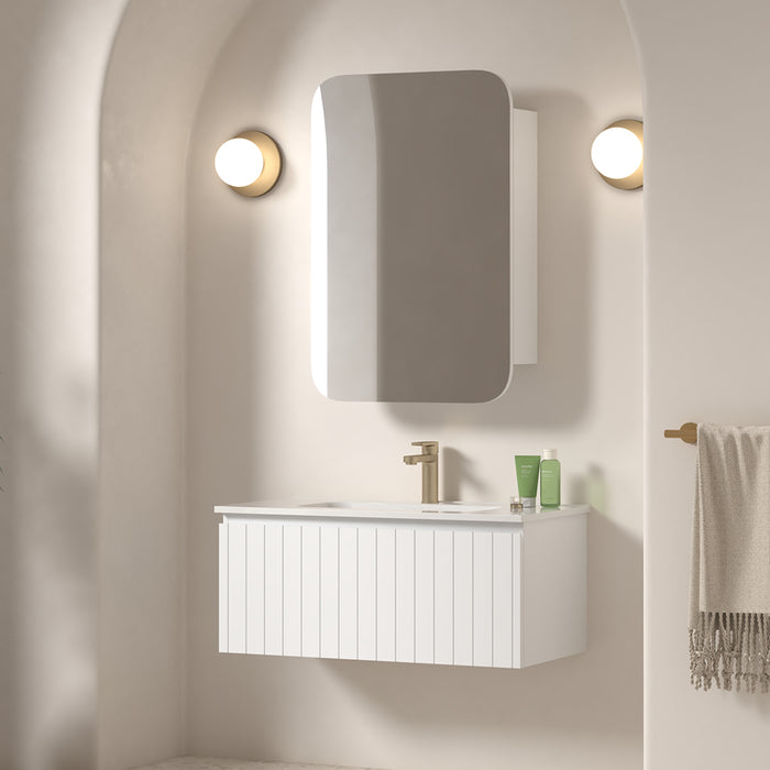 Novella 900mm Matte White VJ Panelled Wall Hung Vanity