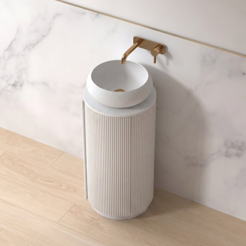 Ravella 400mm Round Matte White Fluted Pedestal
