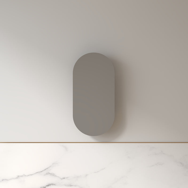 Luna 450 x 900 Alder Walnut Oval Pill Shaving Cabinet