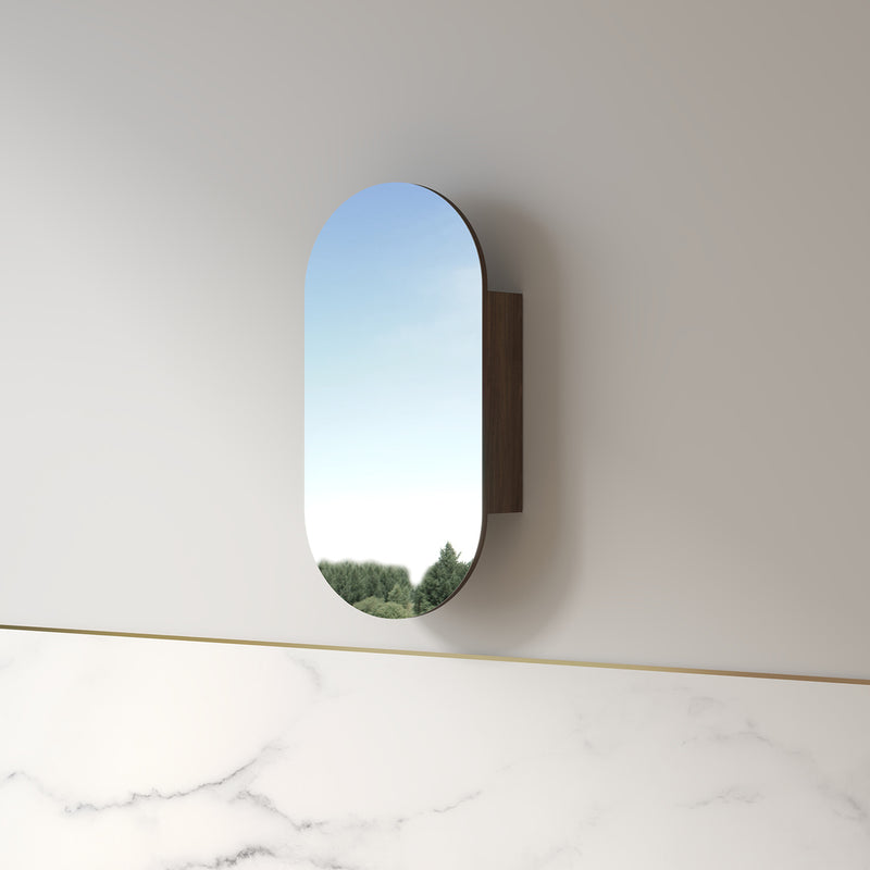 Luna 450 x 900 Alder Walnut Oval Pill Shaving Cabinet