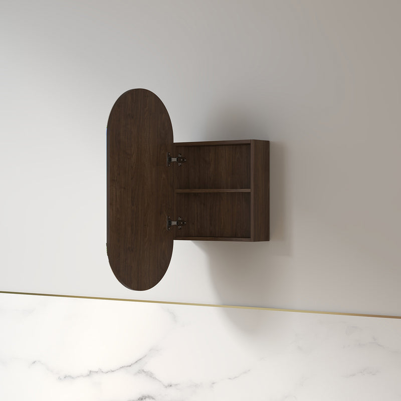 Luna 450 x 900 Alder Walnut Oval Pill Shaving Cabinet