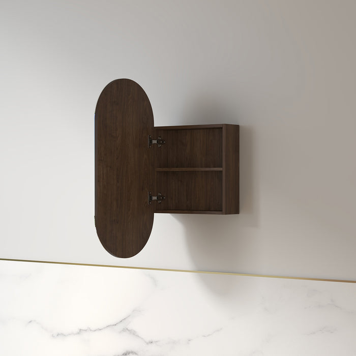 Luna 450 x 900 Alder Walnut Oval Pill Shaving Cabinet