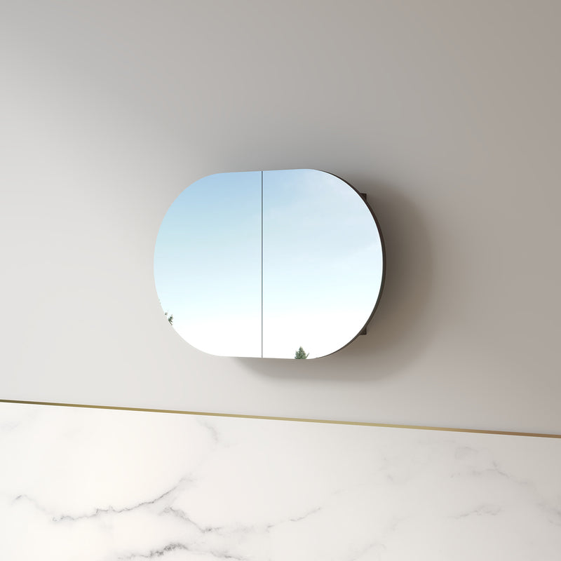 Ronda 900mm Alder Walnut Oval Shaving Cabinet