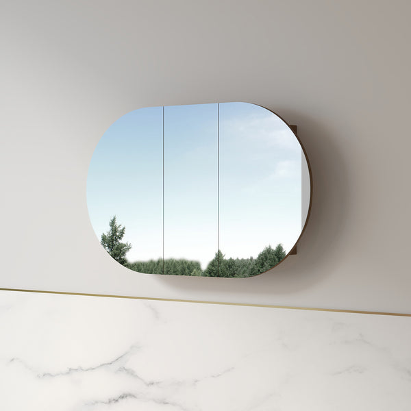 Ronda 1200mm Alder Walnut Oval Shaving Cabinet