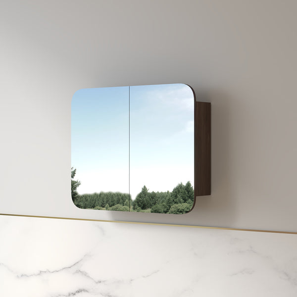 Tetra 900 x 750mm Alder Walnut Soft Square Shaving Cabinet