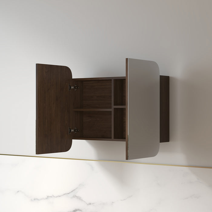Tetra 900 x 750mm Alder Walnut Soft Square Shaving Cabinet