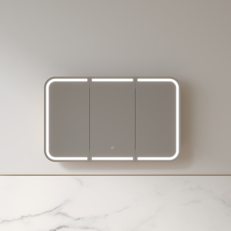 Tetra LED 1200 x 750mm Light Walnut Soft Square Shaving Cabinet
