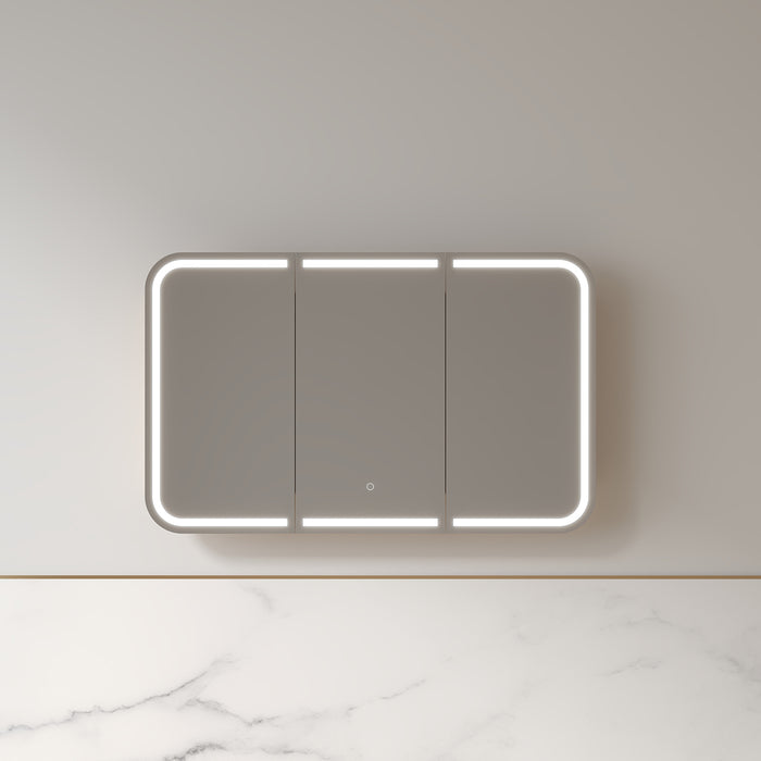 Tetra LED 1200 x 750mm Light Walnut Soft Square Shaving Cabinet