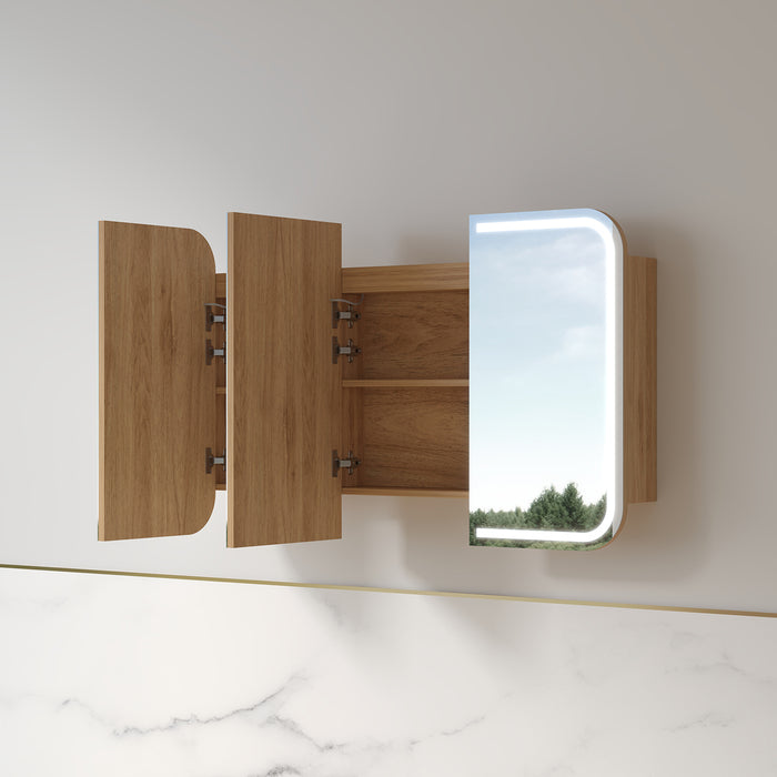 Tetra LED 1200 x 750mm Light Walnut Soft Square Shaving Cabinet