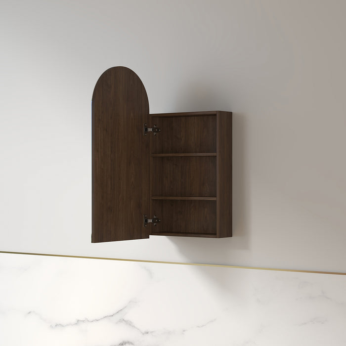Cresta 450 x 900mm Alder Walnut Arched Shaving Cabinet