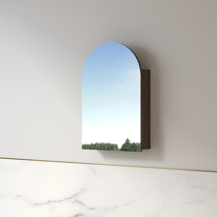 Cresta 600 x 900mm Alder Walnut Arched Shaving Cabinet