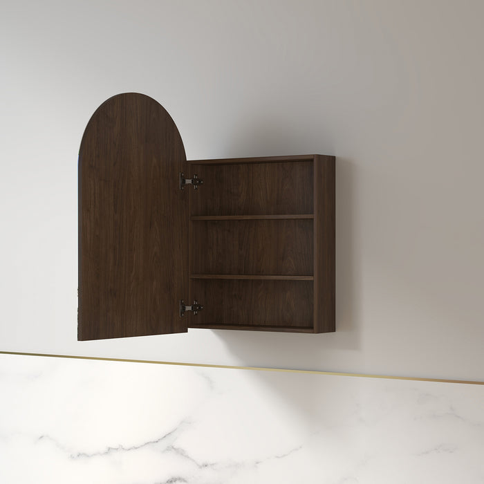 Cresta 600 x 900mm Alder Walnut Arched Shaving Cabinet