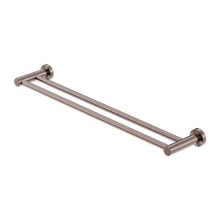 Nero | Mecca 600 mm Brushed Bronze Double Towel Rail - Acqua Bathrooms