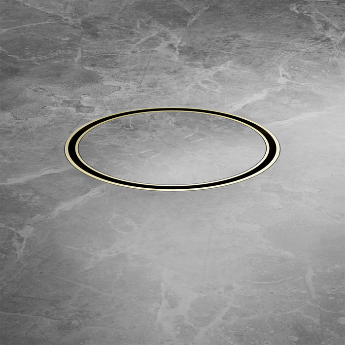 Nero | Round Brushed Gold 100mm Tile Insert Floor Waste - Acqua Bathrooms