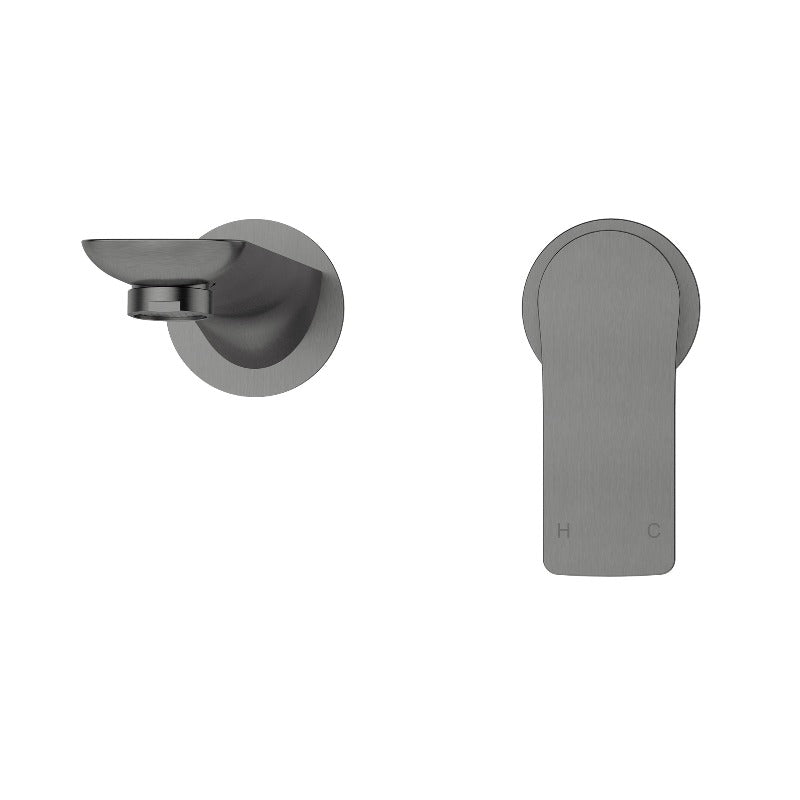 Nova Gun Metal Grey Wall Basin Mixer & Bath Spout - Acqua Bathrooms