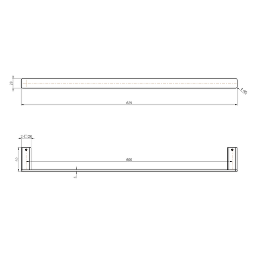 Nova 600mm Champagne Single Towel Rail - Acqua Bathrooms
