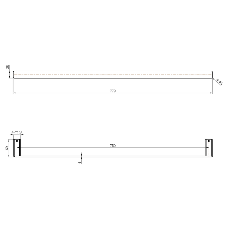 Nova Champagne 750mm Single Towel Rail - Acqua Bathrooms