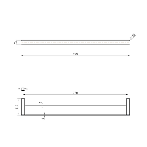 Nova Champagne 750mm Double Towel Rail - Acqua Bathrooms