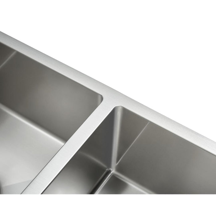 760 x 450 x 220mm Nano Glazed Brushed Stainless Steel Double Bowl Sink