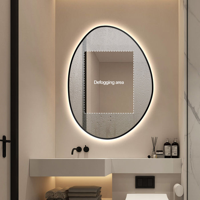 Oblonga Touchless 750 x 1000 Matte Black Asymmetrical LED Mirror - Three Light Temperatures