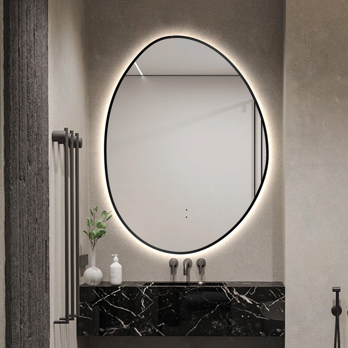 Oblonga Touchless 750 x 1000 Matte Black Asymmetrical LED Mirror - Three Light Temperatures