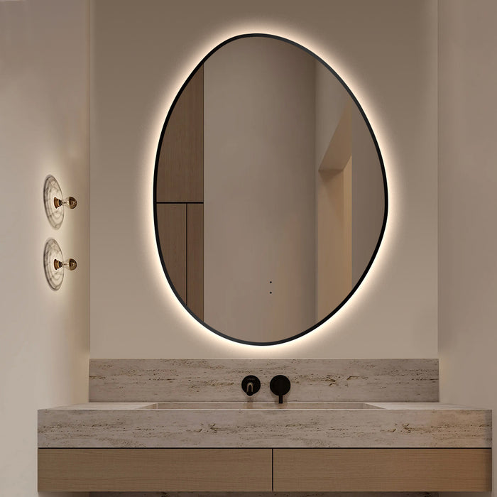 Oblonga Touchless 750 x 1000 Matte Black Asymmetrical LED Mirror - Three Light Temperatures