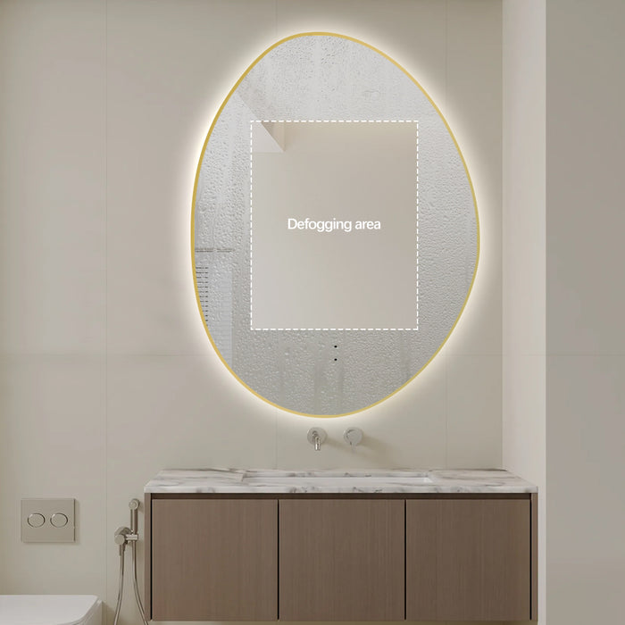 Oblonga Touchless 750 x 1000 Brushed Gold Asymmetrical LED Mirror - Three Light Temperatures
