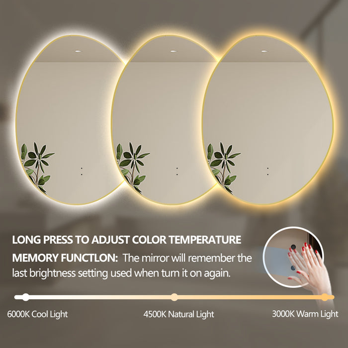 Oblonga Touchless 750 x 1000 Brushed Gold Asymmetrical LED Mirror - Three Light Temperatures