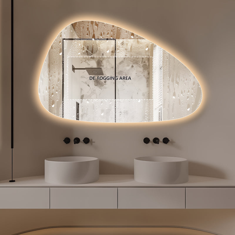 Oblonga Touchless 1200 x 750 Asymmetrical LED Mirror - Three Light Temperatures - Acqua Bathrooms