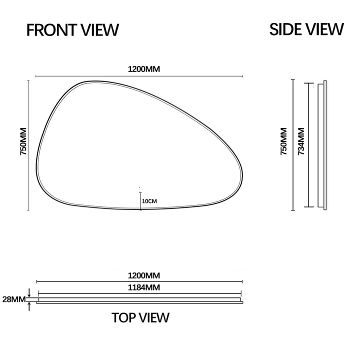 Oblonga Touchless 1200 x 750 Brushed Gold Asymmetrical LED Mirror - Three Light Temperatures