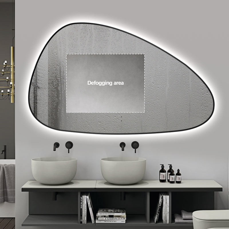 Oblonga Touchless 1500 x 800 Matte Black Asymmetrical LED Mirror - Three Light Temperatures