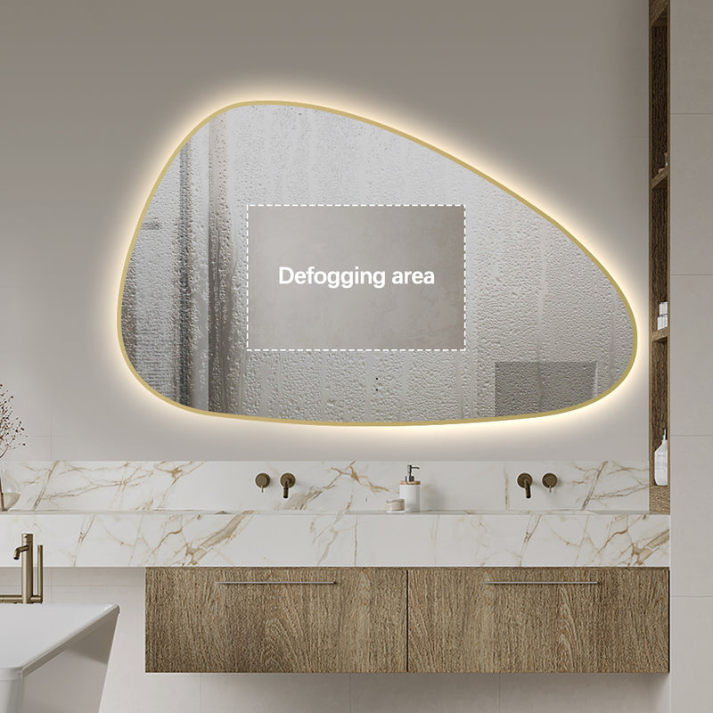 Oblonga Touchless 1500 x 800 Brushed Gold Asymmetrical LED Mirror - Three Light Temperatures