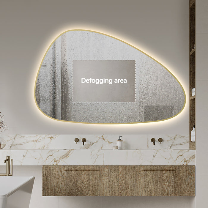 Oblonga Touchless 1500 x 800 Brushed Gold Asymmetrical LED Mirror - Three Light Temperatures
