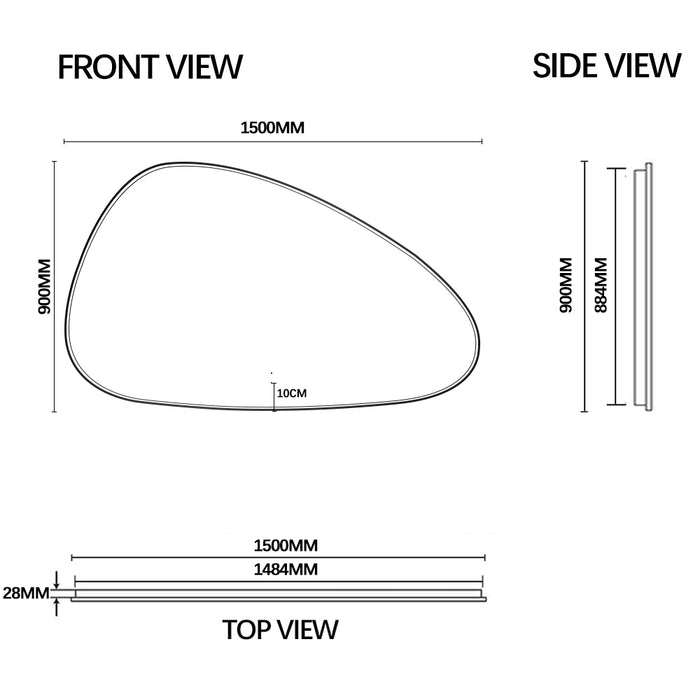 Oblonga Touchless 1500 x 800 Brushed Gold Asymmetrical LED Mirror - Three Light Temperatures